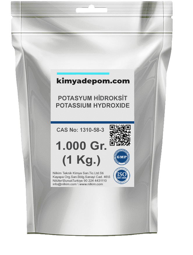 Potasyum Hidroksit (Potassium Hydroxide) (Potas Kostik) 1 Kg. Paket