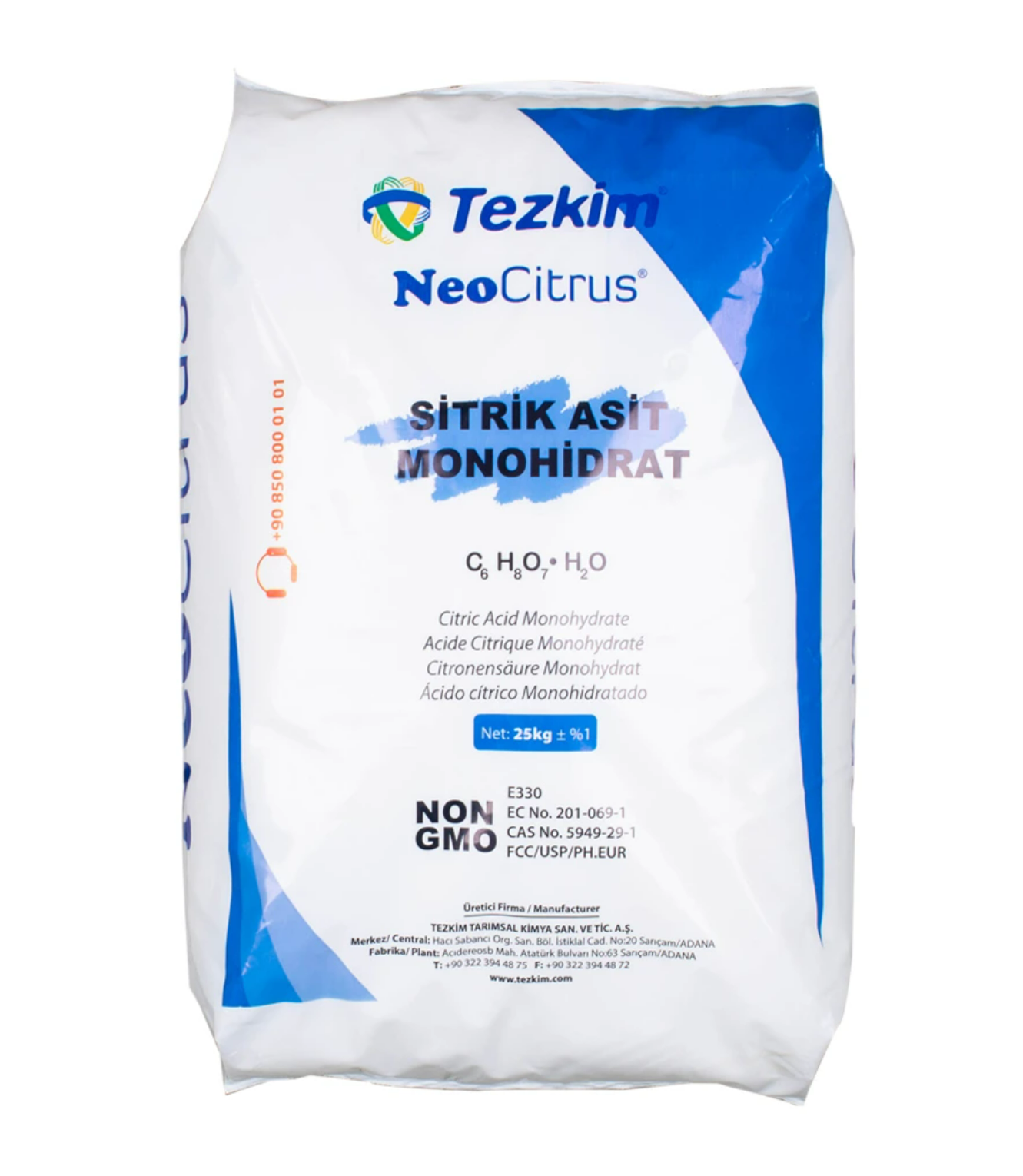 Sitrik Asit Monohidrat (Citric Acid Monohydrate) (E 330) 25 Kg. Torba