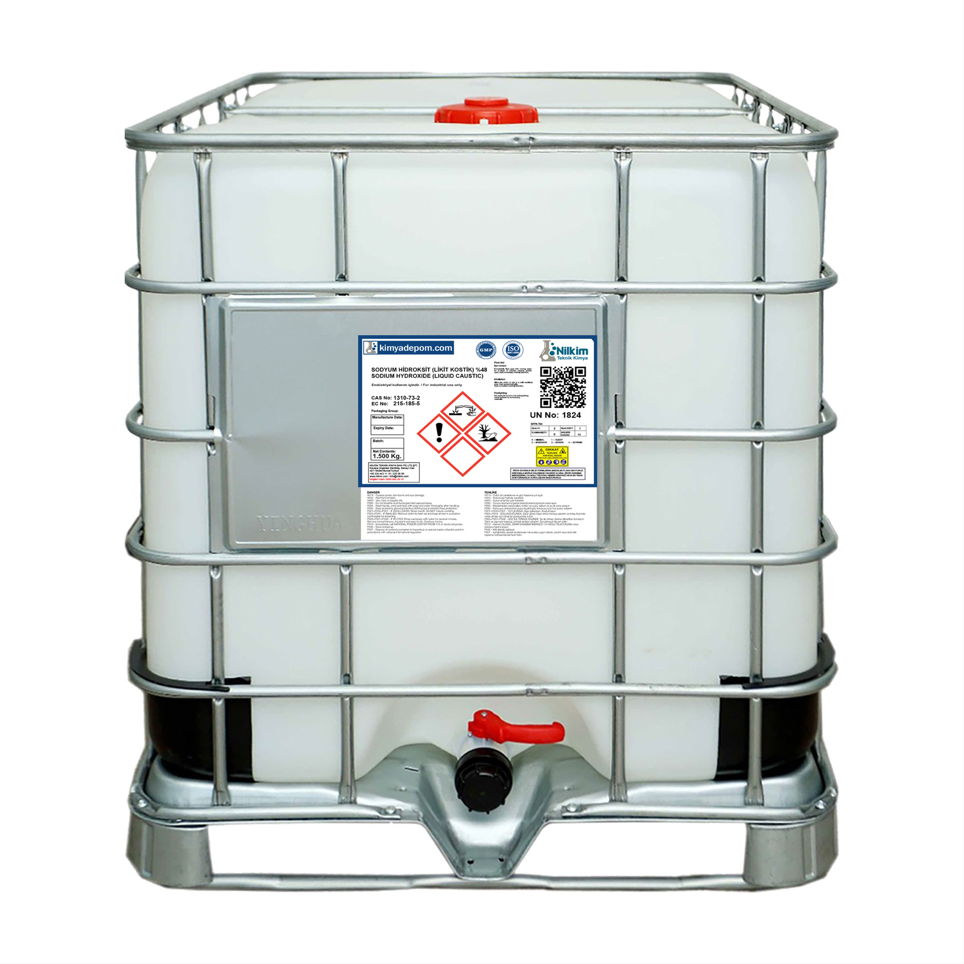 Sodyum Hidroksit (Likit Kostik %48) 1.500 Kg. IBC